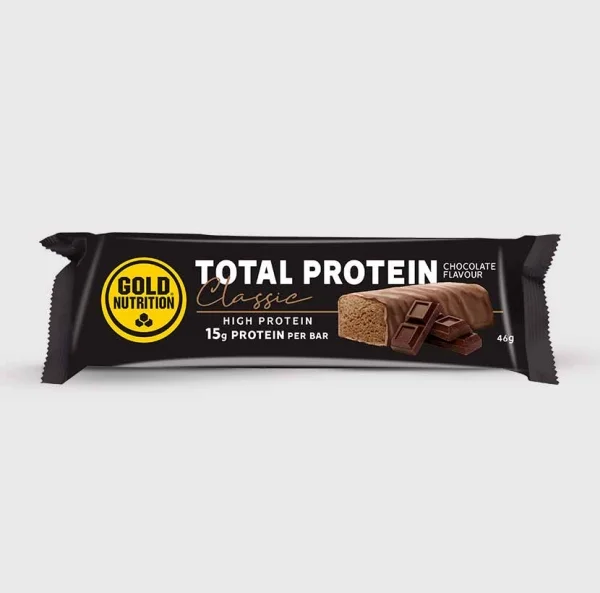 Baton Proteic cu Ciocolata, Total Protein Bar, 46 gr, GoldNutrition-<p>Total Protein Bar este un baton hiperproteic care combină proteinele, hidraṭii şi vitaminele. Da, Total Protein conṭine 13 vitamine şi minerale care sporesc puterea nutritivă a acestui baton. În afară de acestea are o textură moale şi gust delicios. Îi vei rezista?</p>