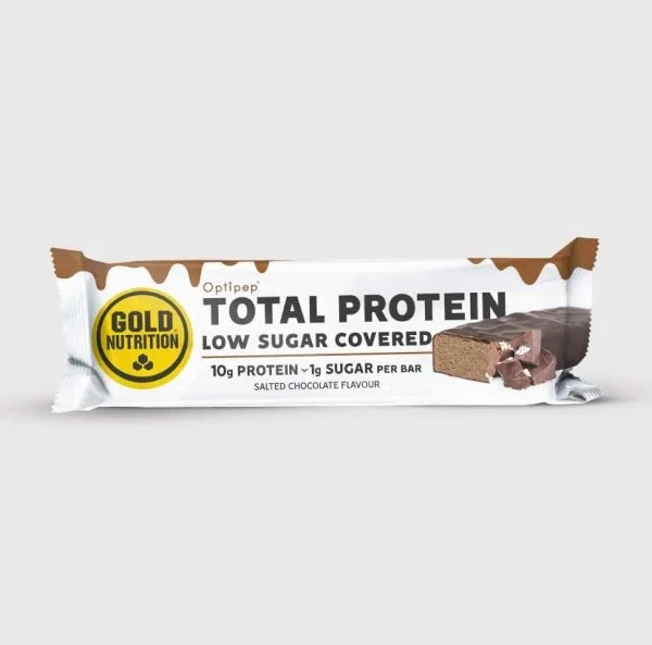 Baton proteic cu ciocolata sarata Total Protein Bar Low Sugar, GoldNutrition, 30 g-<p>Baton proteic cu glazură de ciocolată sărată cu un conținut redus de zahăr.</p>
