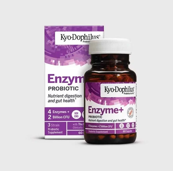 Probiotice si enzime, Kyo-Dophilus, Enzyme+, 60 capsule-<p><strong>KYO DOPHILUS+ENZYMES</strong> conține patru enzime digestive (protează, lactază,  lipază, amilază) cheie care ajută la abilitatea naturală a organismului de a descompune proteine, grăsimi, carbohidrați și lactate în elemente nutritive absorbabile, susține funcția digestivă și ajută la ameliorarea gazelor și balonării ocazionale.</p>