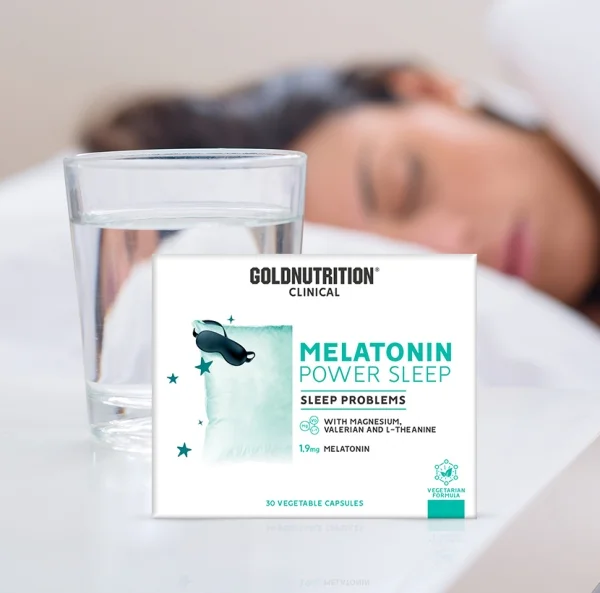 Supliment alimentar pentru imbunatatirea calitatii somnului, GoldNutrition, Clinical Melatonin Power Sleep, 30 capsule vegetale-<p>Formula compusă din Melatonină, element fundamental pentru somn, 5-HTP, o substanță care participă la procesul de producere a melatoninei și Valeriană, o plantă cunoscută pentru abilitățile sale calmante și relaxante și care permit un somn mai liniștit.</p>