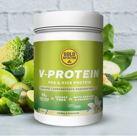 Pudra proteica vegetala, GoldNutrition, V Protein, vanilie, 1 kg